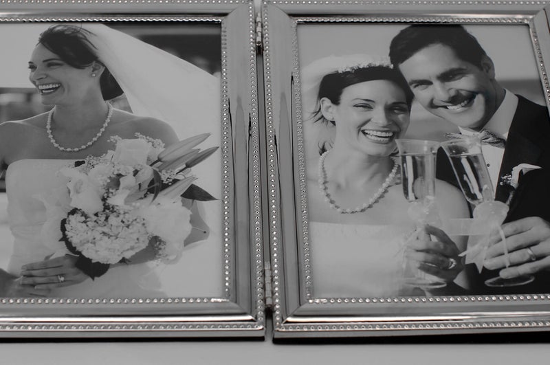 LEADEX Bead Border Double Sides Picture Frames,Folding Photo Frame,Home Office DÃ©cor Or Gift Item (Silver, Vertical Double 5 by 7) - Image 4